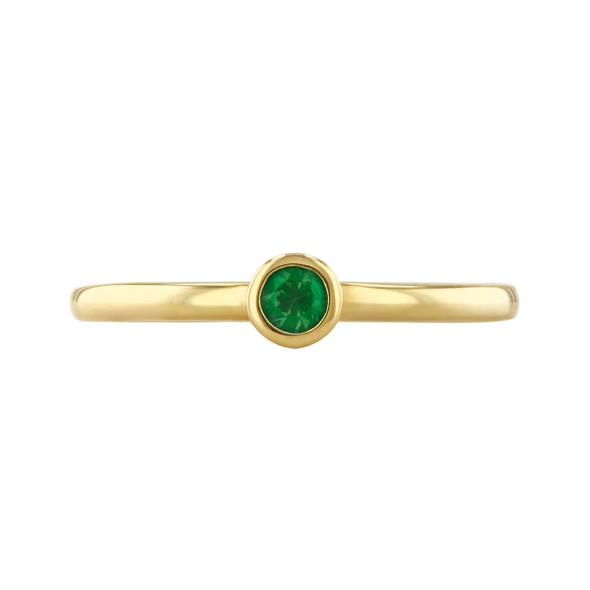 Birthstone Collection 0.11ct Emerald Rubover Ring | 9K Yellow Gold - Image 5