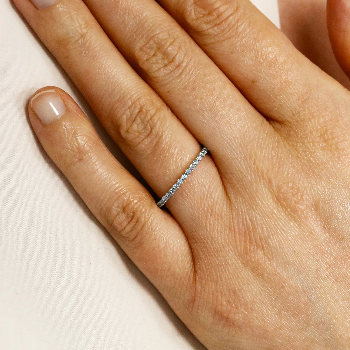 Bijou Collection 0.29ct Swiss Blue Topaz Half Eternity Ring | 9K White Gold - Image 6
