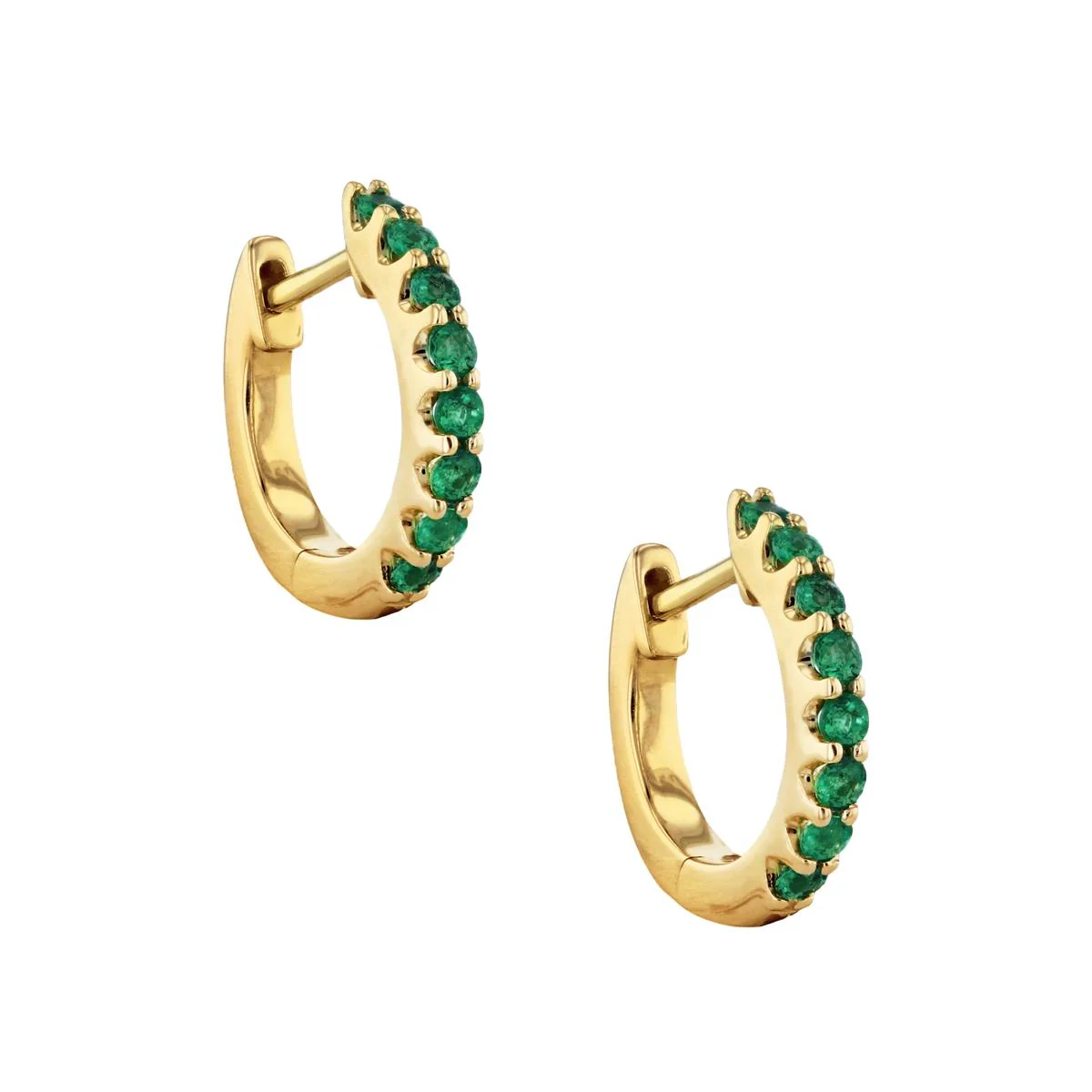Bijou Collection 0.31ct Emerald 9mm Hoop Earrings | 9K Yellow Gold
