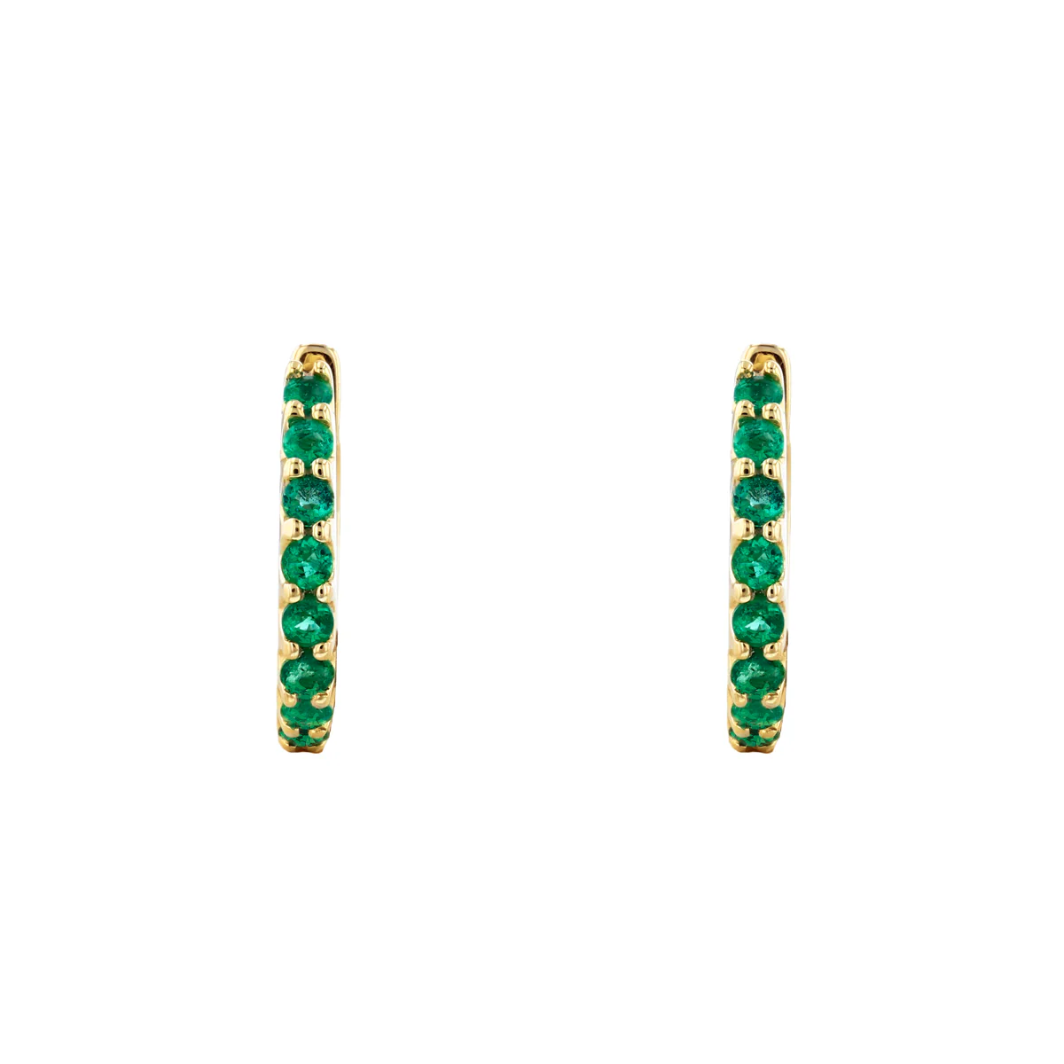 Bijou Collection 0.31ct Emerald 9mm Hoop Earrings | 9K Yellow Gold - Image 3
