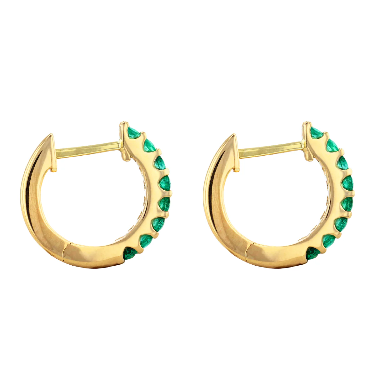 Bijou Collection 0.31ct Emerald 9mm Hoop Earrings | 9K Yellow Gold - Image 4