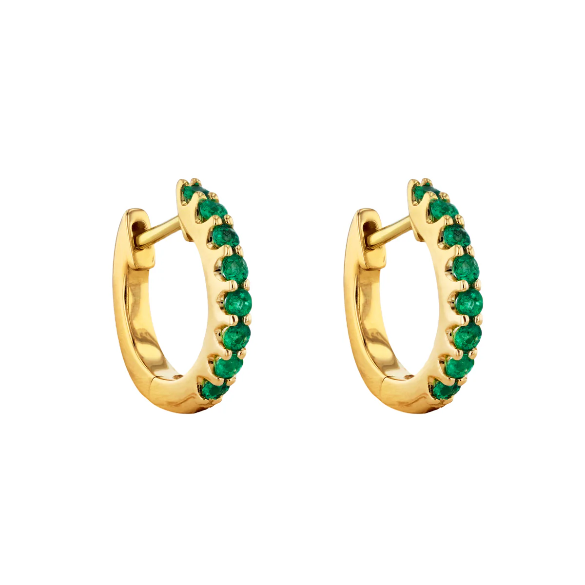 Bijou Collection 0.31ct Emerald 9mm Hoop Earrings | 9K Yellow Gold - Image 5