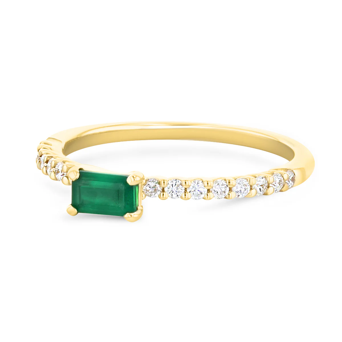 Bijou Collection 0.32ct Octagon Cut Emerald Ring with Diamond Shoulders | 9K Yellow Gold - Image 2