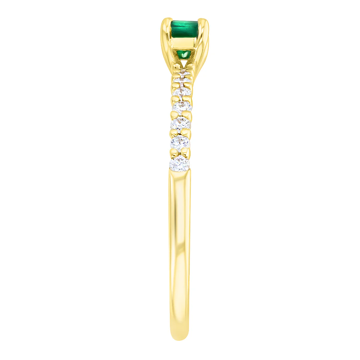 Bijou Collection 0.32ct Octagon Cut Emerald Ring with Diamond Shoulders | 9K Yellow Gold - Image 4