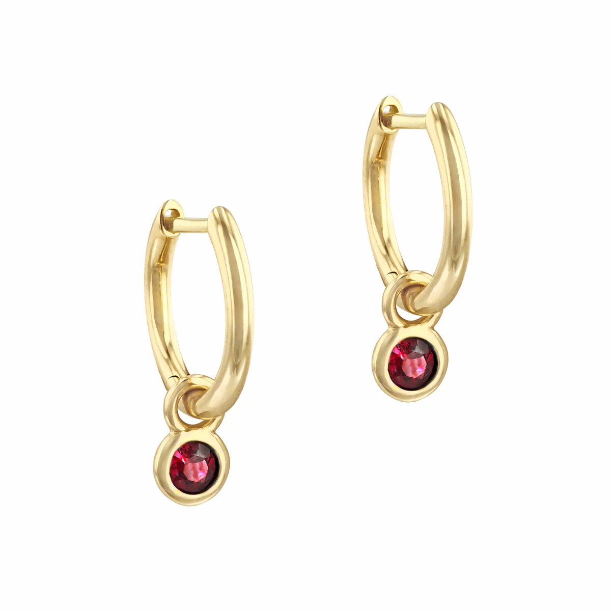 Birthstone Collection 0.33ct Ruby Drop Hoop Earrings | 9K Yellow Gold - Image 3