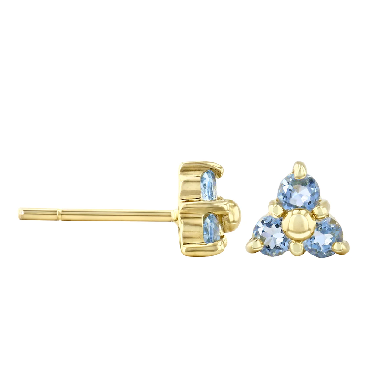Birthstone Collection 0.34ct Aquamarine Trefoil Stud Earrings | 9K Yellow Gold - Image 2