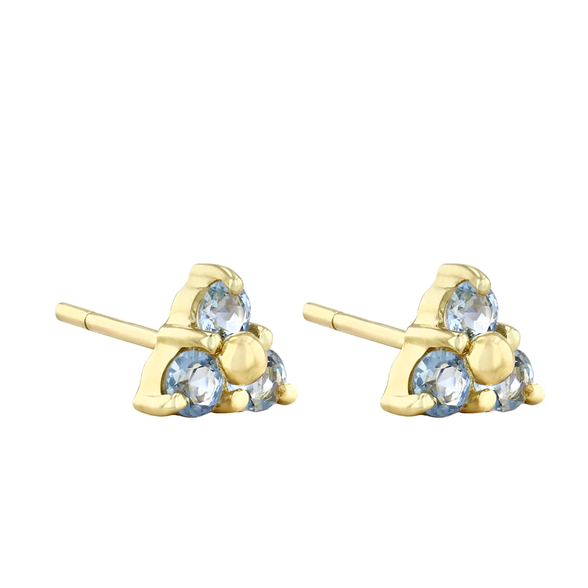 Birthstone Collection 0.34ct Aquamarine Trefoil Stud Earrings | 9K Yellow Gold - Image 3