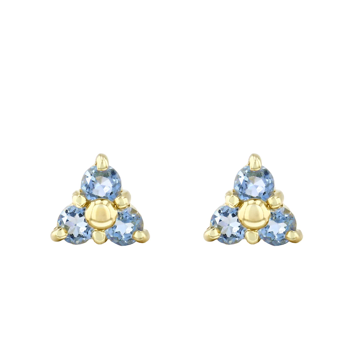 Birthstone Collection 0.34ct Aquamarine Trefoil Stud Earrings | 9K Yellow Gold - Image 4
