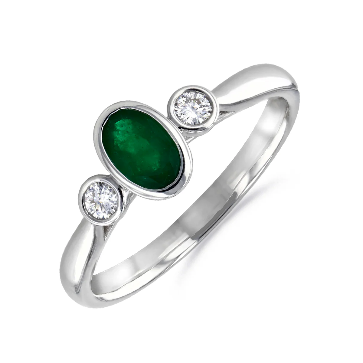Bijou Collection 0.35ct Oval Emerald and Diamond | 9K White Gold