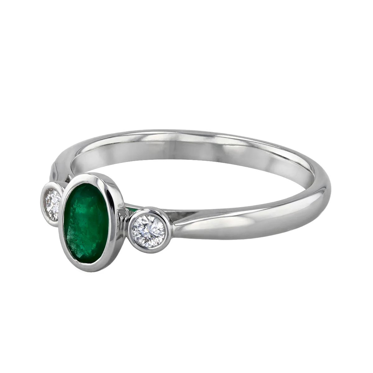 Bijou Collection 0.35ct Oval Emerald and Diamond | 9K White Gold - Image 3