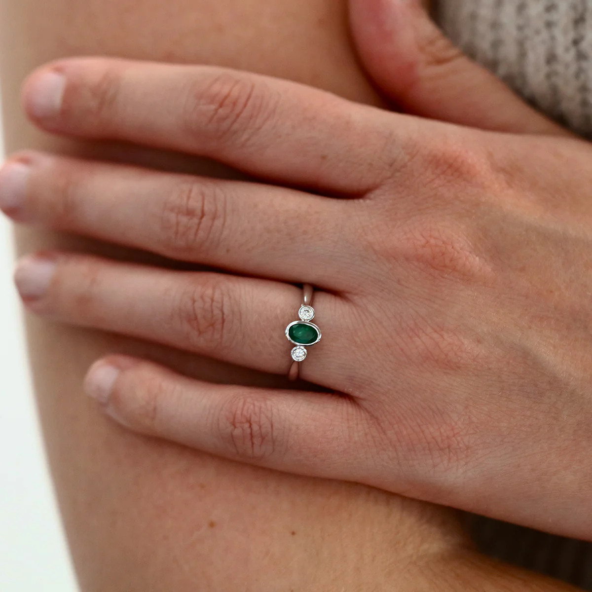 Bijou Collection 0.35ct Oval Emerald and Diamond | 9K White Gold - Image 6