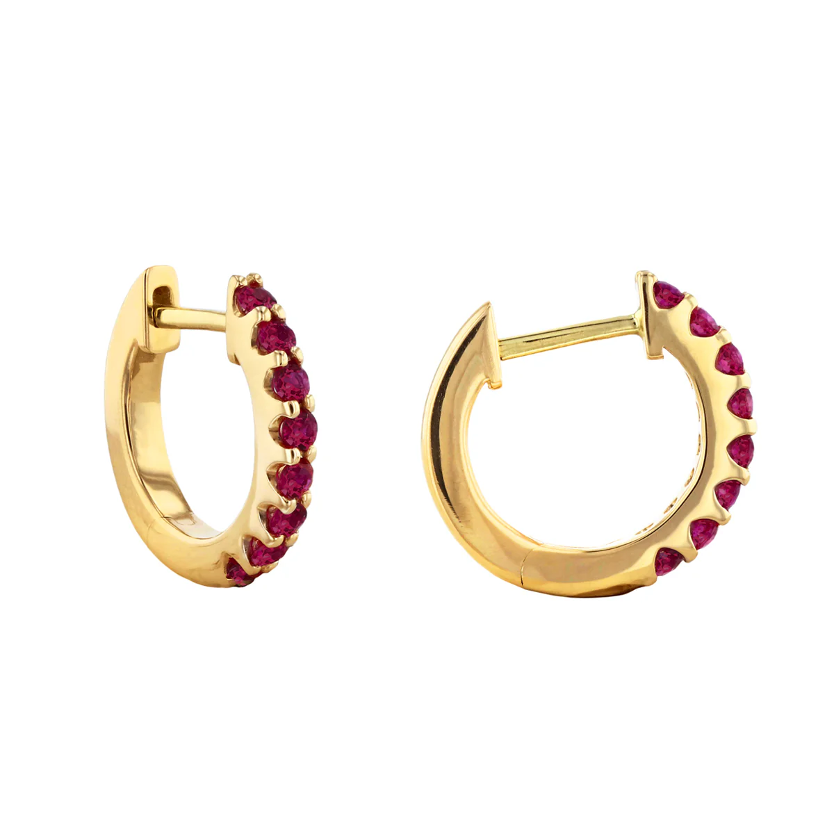 Birthstone Collection 0.36ct Ruby 9mm Hoop Earrings | 9K Yellow Gold