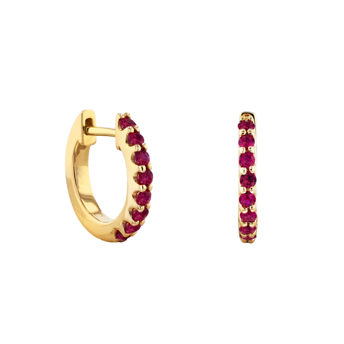 Birthstone Collection 0.36ct Ruby 9mm Hoop Earrings | 9K Yellow Gold - Image 2