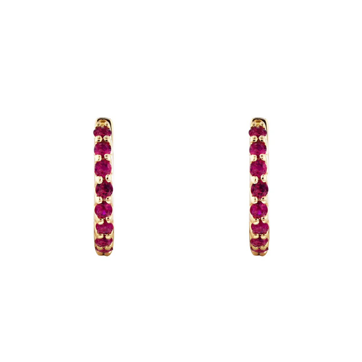 Birthstone Collection 0.36ct Ruby 9mm Hoop Earrings | 9K Yellow Gold - Image 3