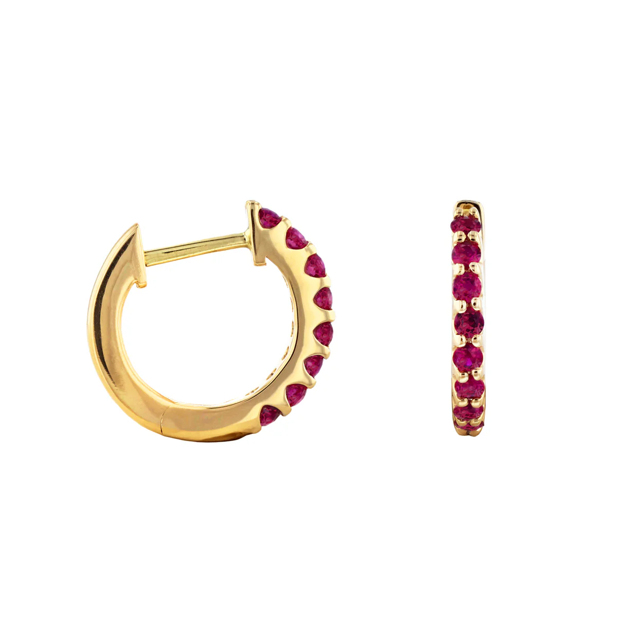 Birthstone Collection 0.36ct Ruby 9mm Hoop Earrings | 9K Yellow Gold - Image 4