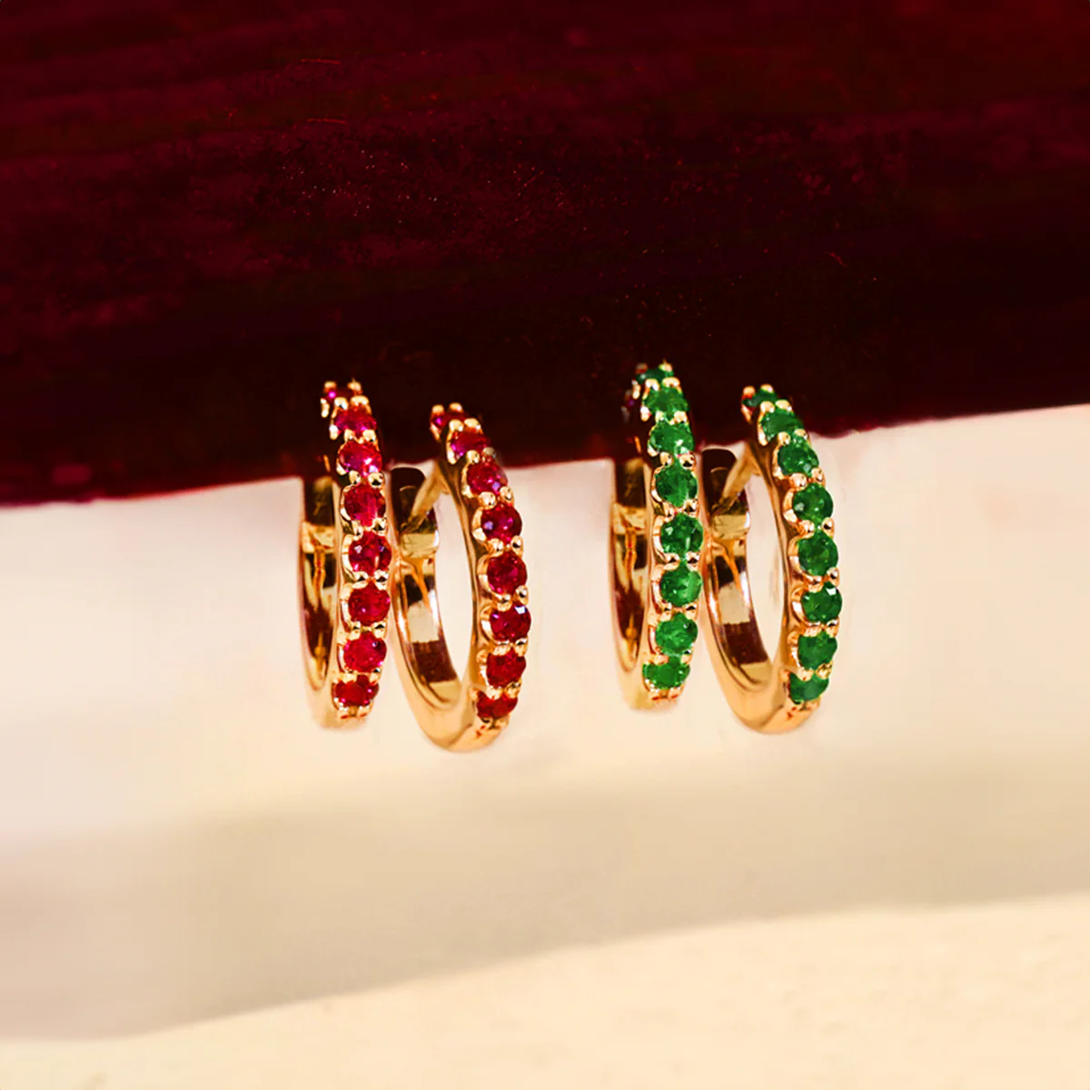 Birthstone Collection 0.36ct Ruby 9mm Hoop Earrings | 9K Yellow Gold - Image 8