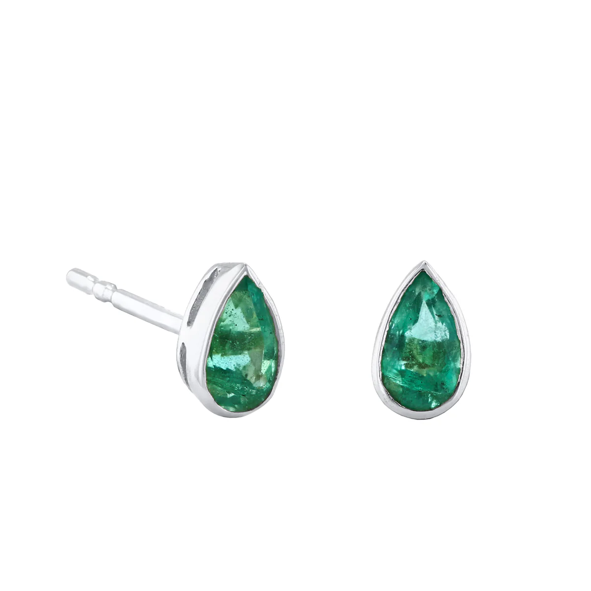 Bijou Collection 0.39ct Emerald Bezel Set Stud Earrings | 9K White Gold