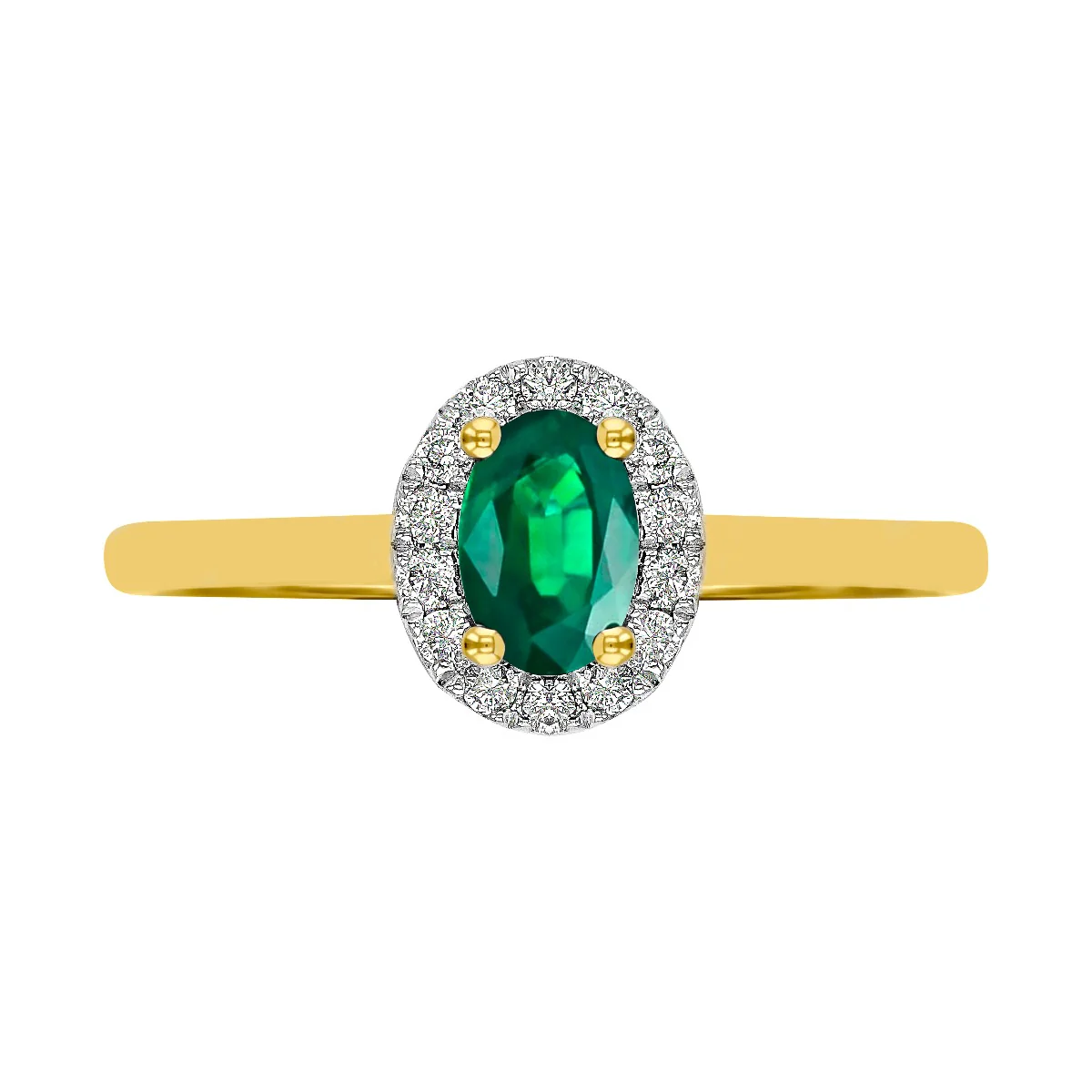 Bijou Collection 0.40ct Oval Cut  Emerald & Diamond Cluster Ring | 9K Yellow Gold - Image 2