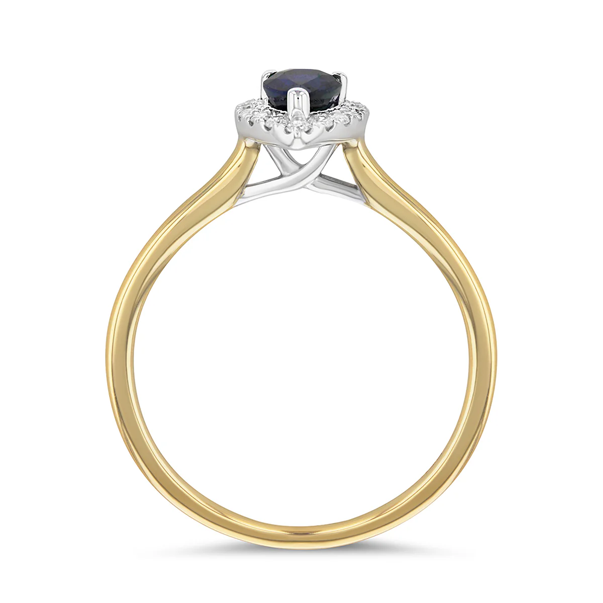Bijou Collection 0.43ct Pear Sapphire & Diamond Halo Ring | 9K Yellow Gold - Image 3