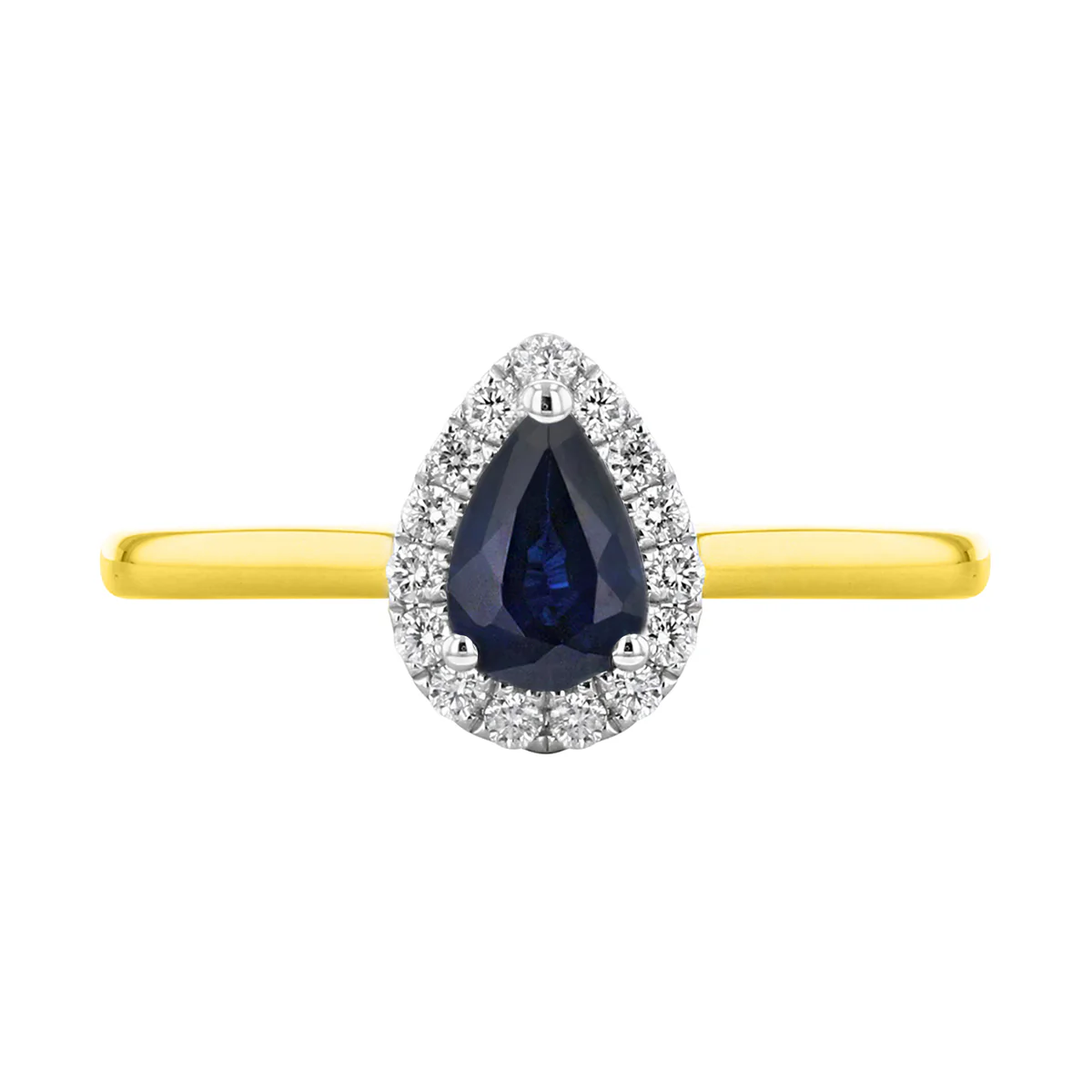 Bijou Collection 0.43ct Pear Sapphire & Diamond Halo Ring | 9K Yellow Gold - Image 4