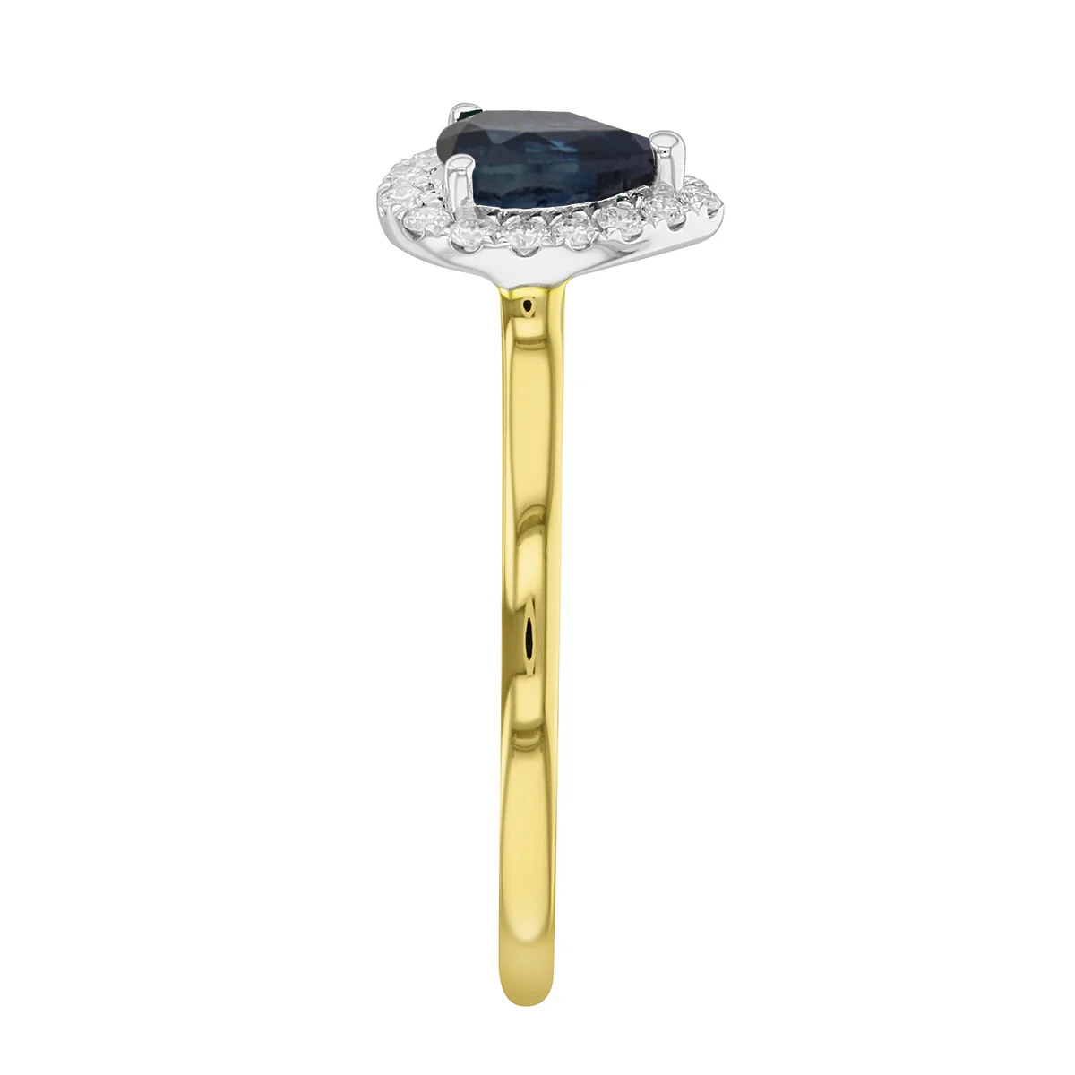 Bijou Collection 0.43ct Pear Sapphire & Diamond Halo Ring | 9K Yellow Gold - Image 5