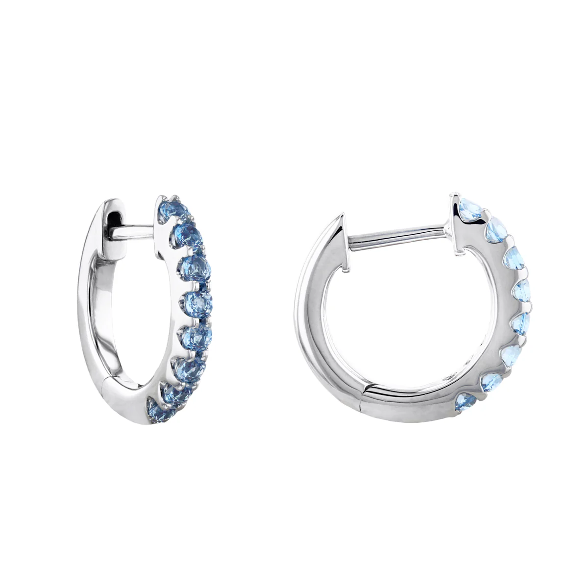 Birthstone Collection 0.45ct Blue Topaz 9mm Hoop Earrings | 9K White  Gold