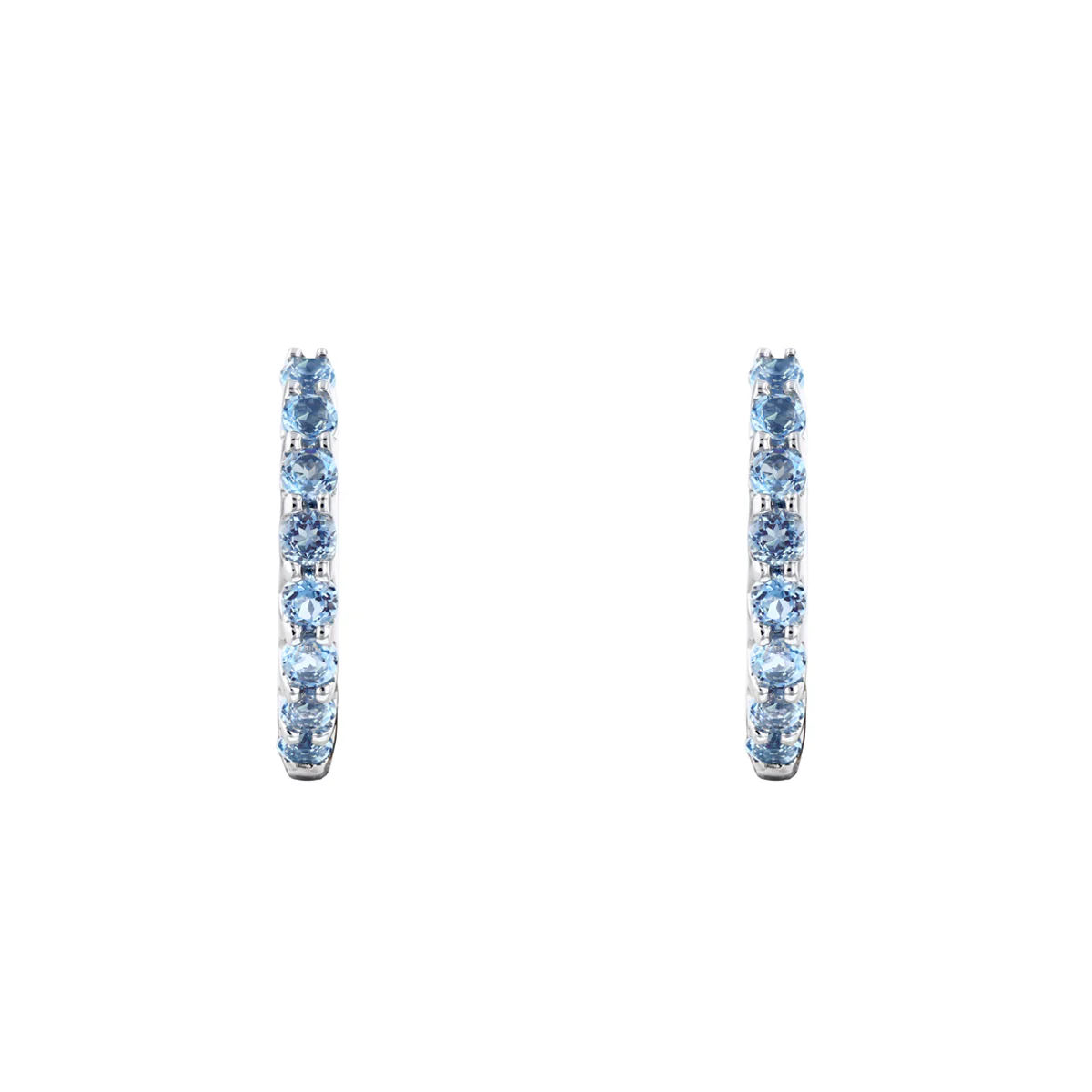 Birthstone Collection 0.45ct Blue Topaz 9mm Hoop Earrings | 9K White  Gold - Image 3