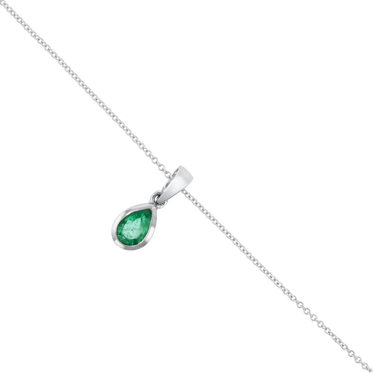 Birthstone Collection 0.46ct Pear Cut Emerald Necklace | 9K White Gold - Image 3