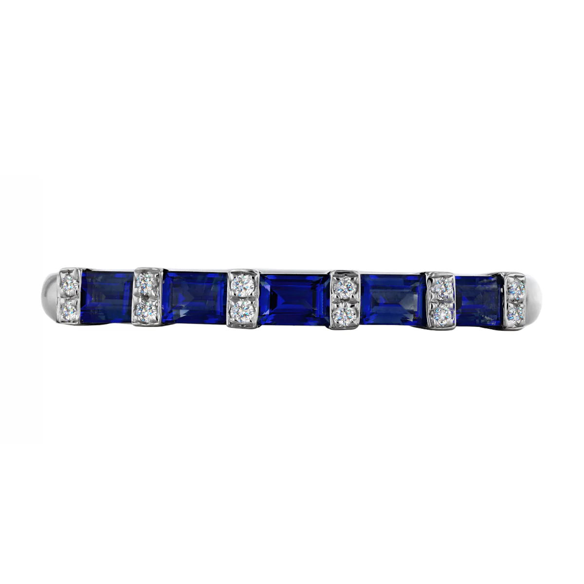 Bijou Collection 0.52ct Sapphire Baguette Cut Sapphire and Diamond Half Eternity Ring | 9K White Gold - Image 2