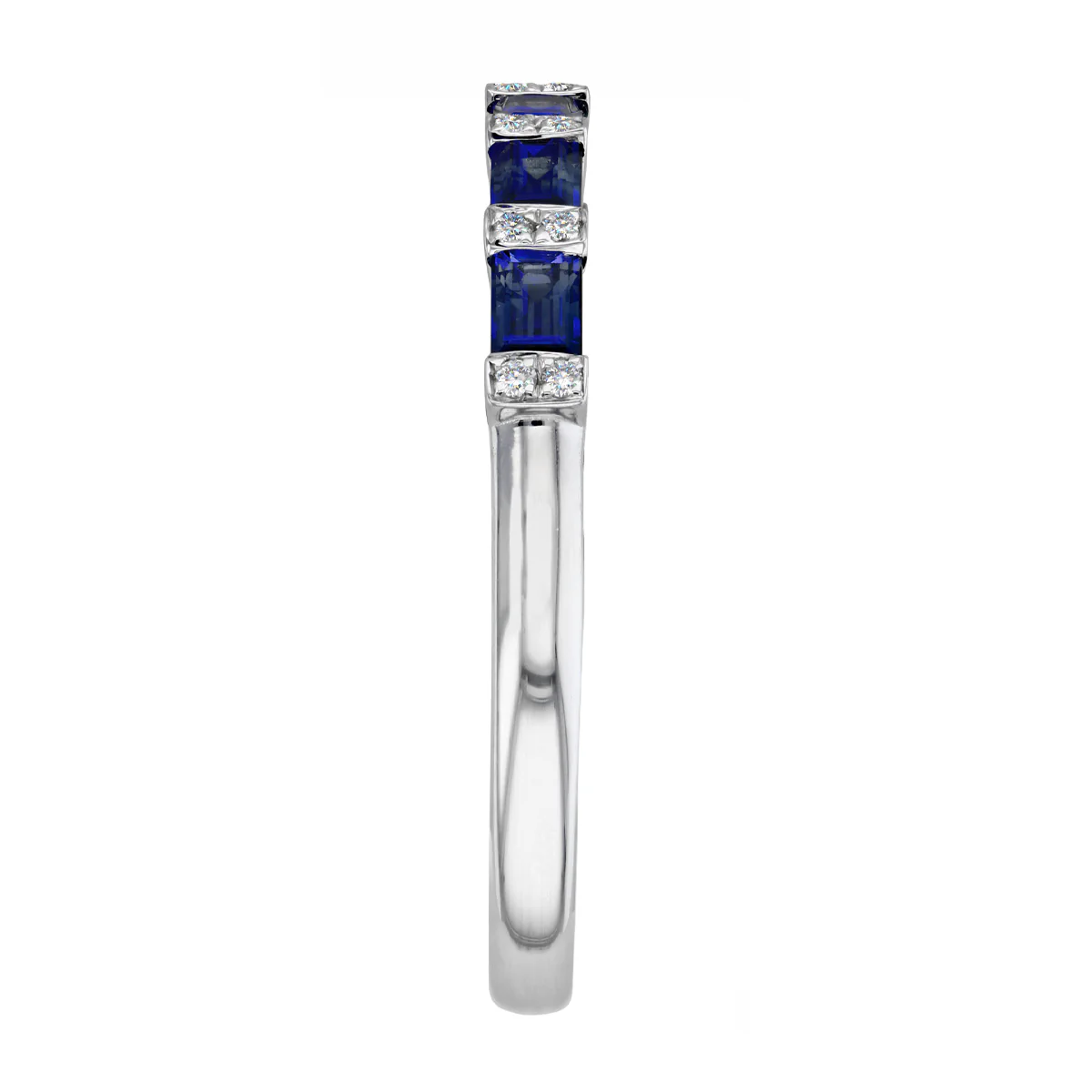 Bijou Collection 0.52ct Sapphire Baguette Cut Sapphire and Diamond Half Eternity Ring | 9K White Gold - Image 4