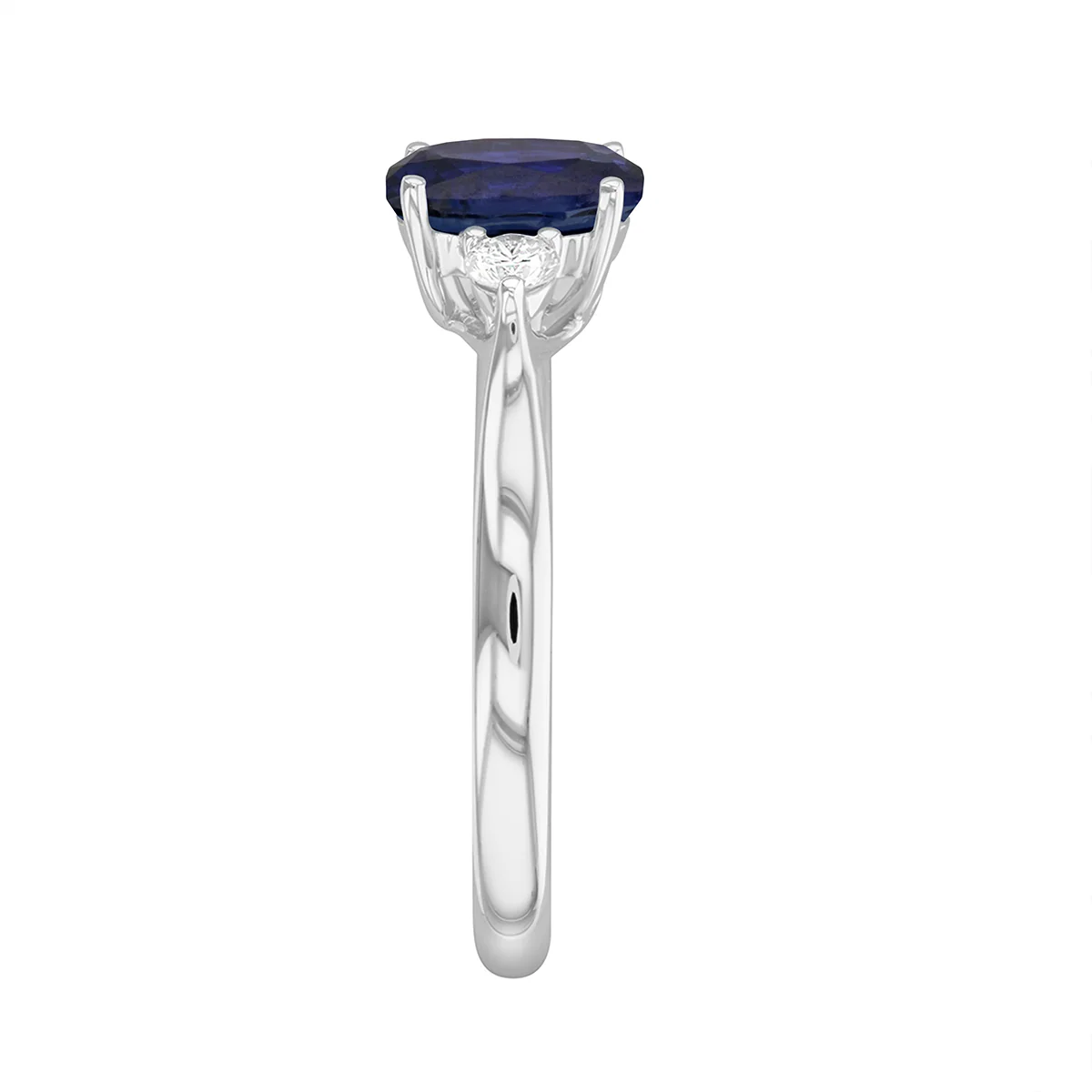 Bijou Collection 0.57ct Oval Sapphire & Diamond Three Stone Ring | 9K White Gold - Image 5