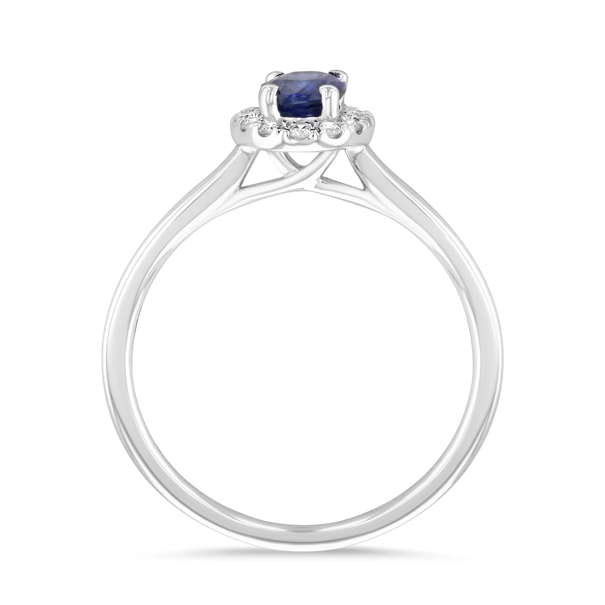Bijou Collection 0.59ct Oval Sapphire & Diamond Halo Ring | 9K White Gold - Image 2