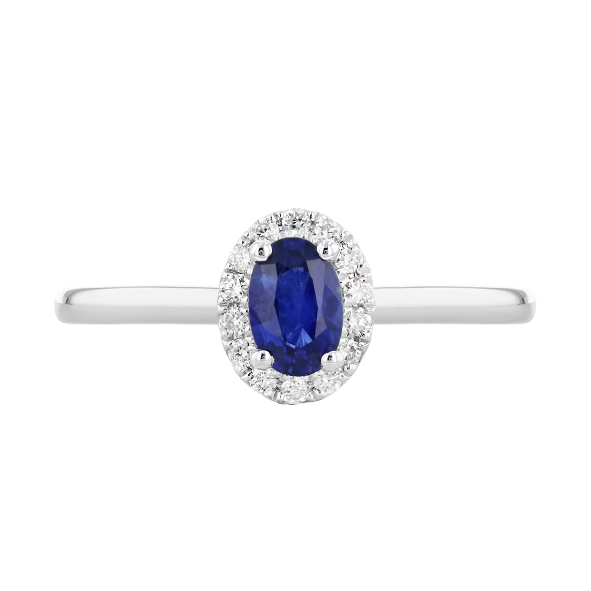 Bijou Collection 0.59ct Oval Sapphire & Diamond Halo Ring | 9K White Gold - Image 4