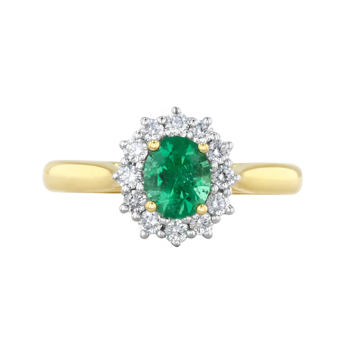 Heirloom Collection 0.64ct Oval Zambian Emerald and 0.30ct Diamond Cluster Rings | 18K Yellow Gold - Image 2