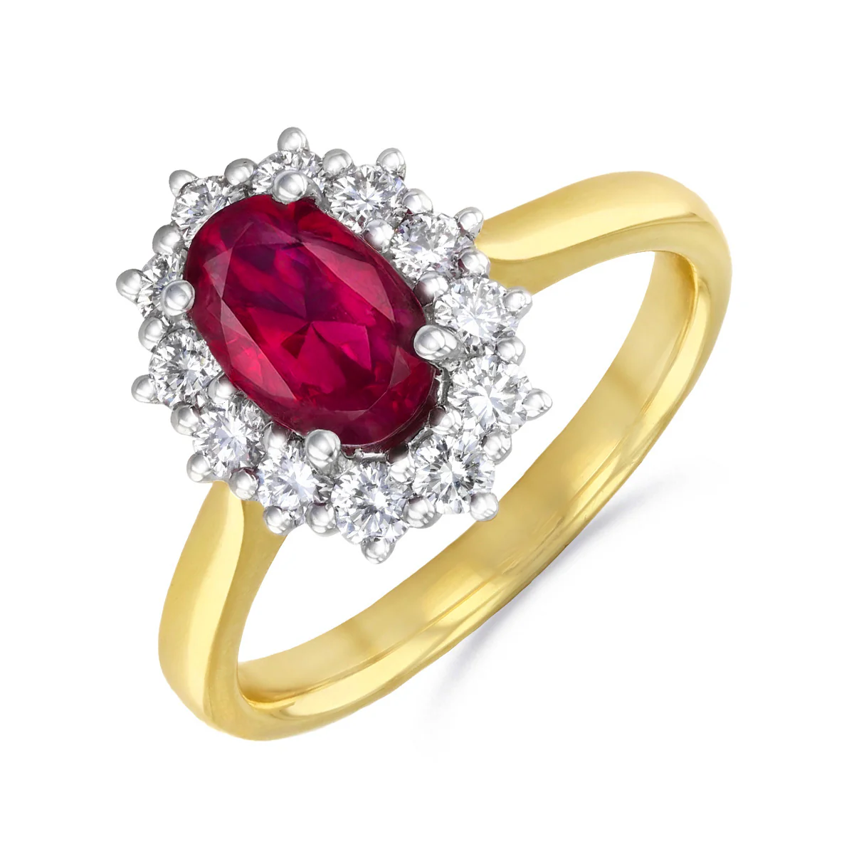 Heirloom Collection 1.24ct Oval Ruby and Diamond Cluster Ring | 18K Yellow Gold