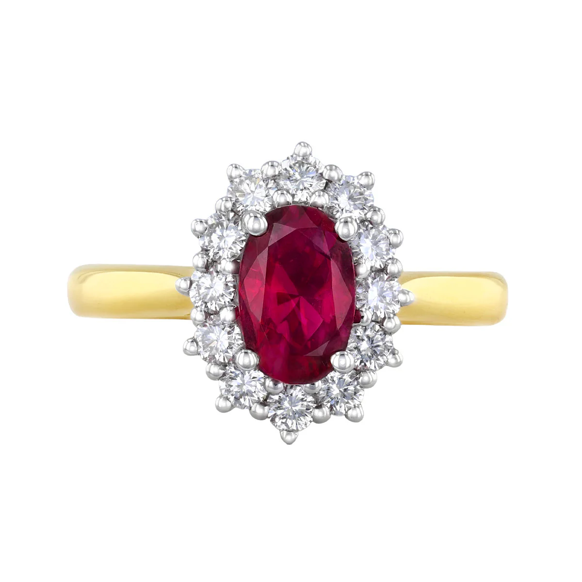 Heirloom Collection 1.24ct Oval Ruby and Diamond Cluster Ring | 18K Yellow Gold - Image 2