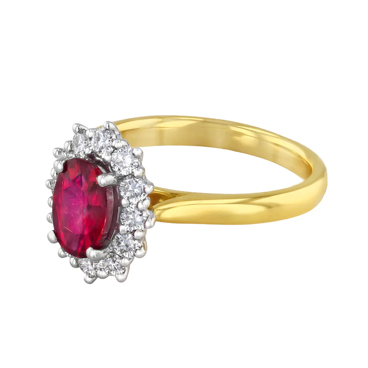 Heirloom Collection 1.24ct Oval Ruby and Diamond Cluster Ring | 18K Yellow Gold - Image 3