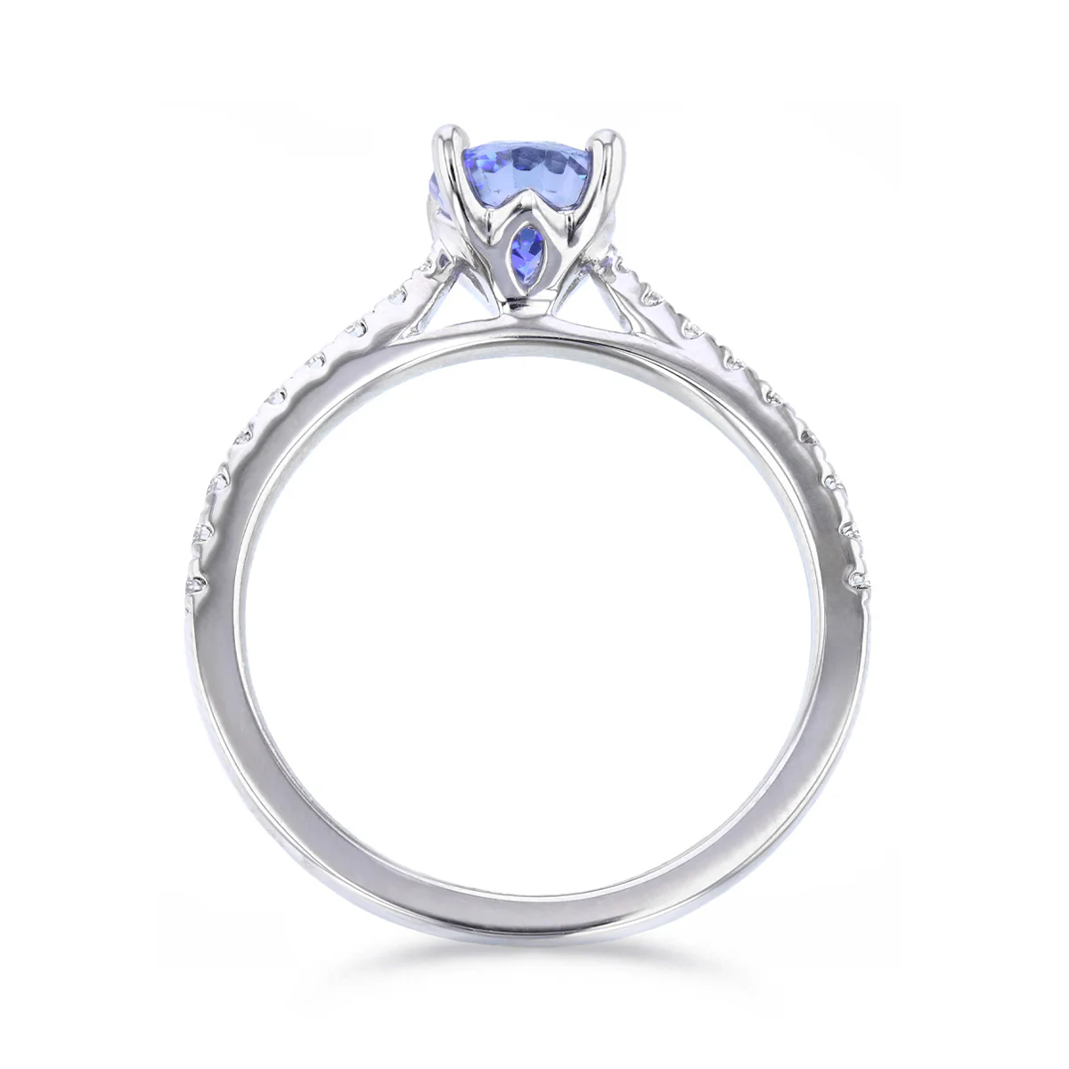 Heirloom Collection 1.31ct Oval Sapphire Poppy Shoulder Set Ring | Platinum - Image 5