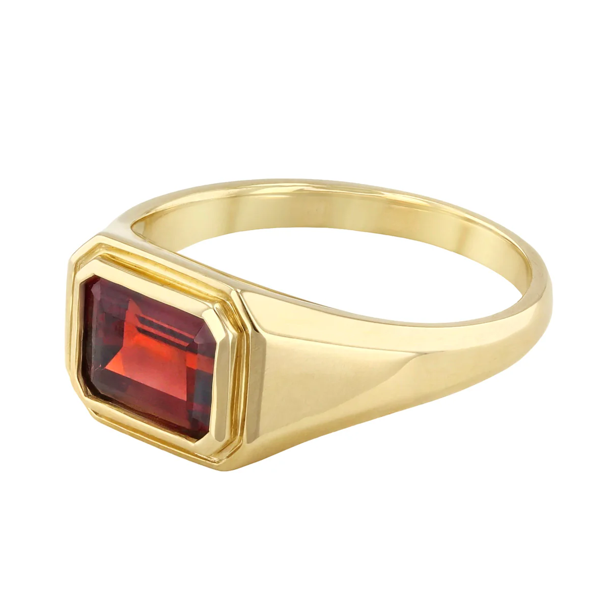 Birthstone Collection 2.09ct Octagonal Garnet Signet Ring | 9K Yellow Gold - Image 3