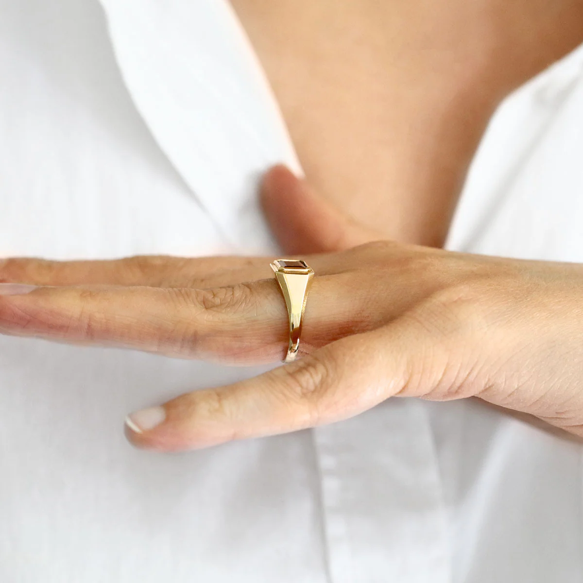 Birthstone Collection 2.09ct Octagonal Garnet Signet Ring | 9K Yellow Gold - Image 7