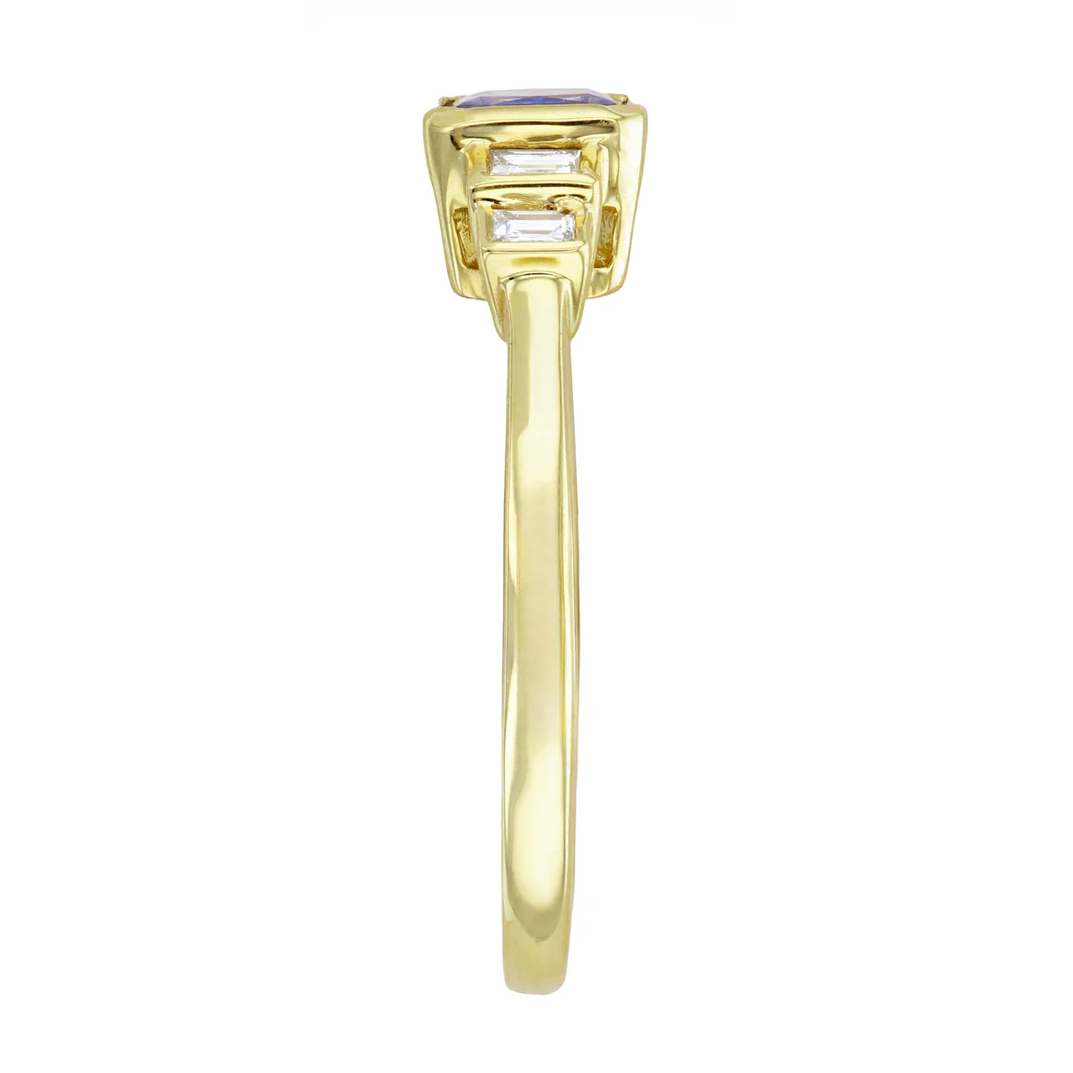 Bijou Collection Blue Sapphire & Baguette Cut Diamond  Ring | 18K Yellow Gold - Image 4