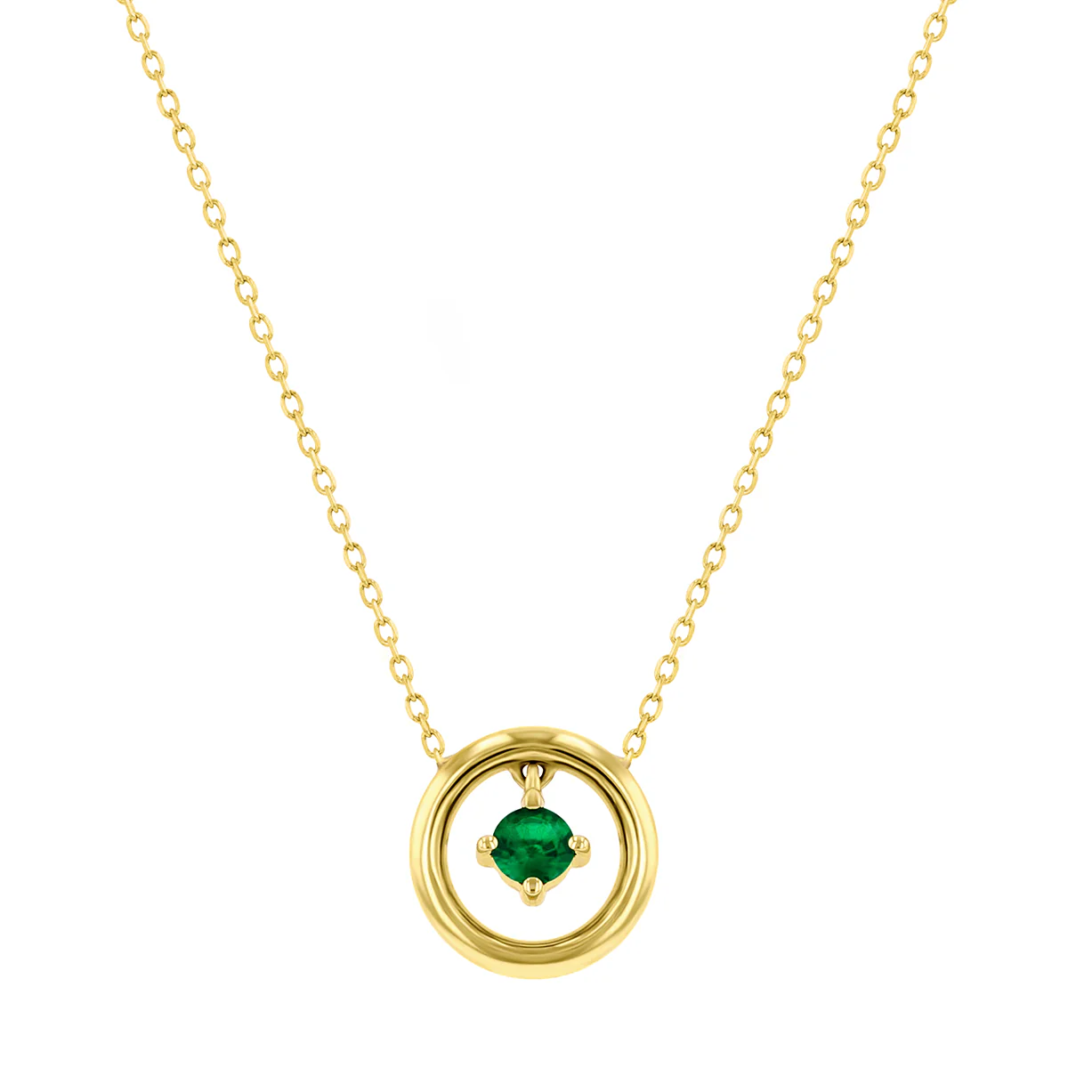 Bijou Collection Emerald Circle Pendant | 9K Yellow Gold