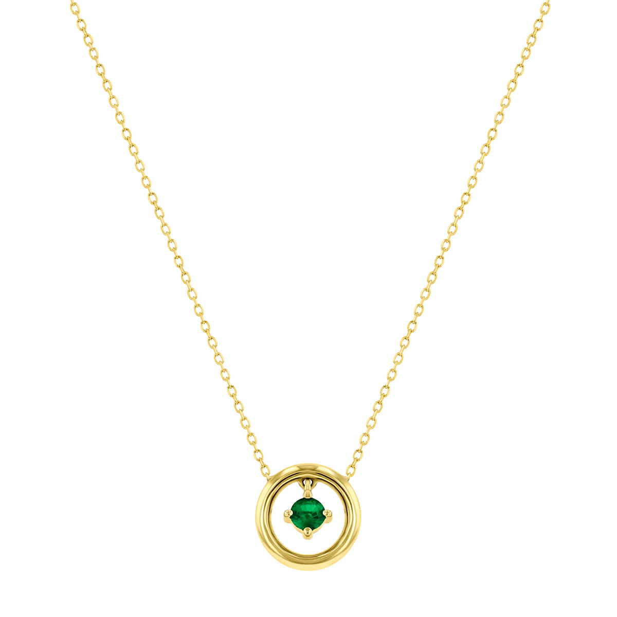 Bijou Collection Emerald Circle Pendant | 9K Yellow Gold - Image 2