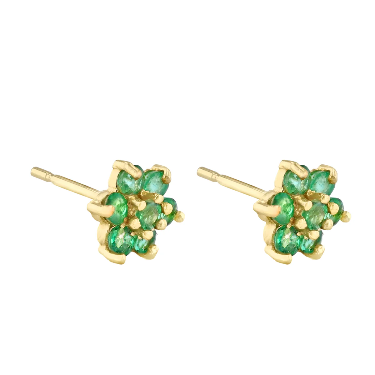 Birthstone Collection Emerald Flower Cluster Earrings | 9K Yellow Gold - Image 3