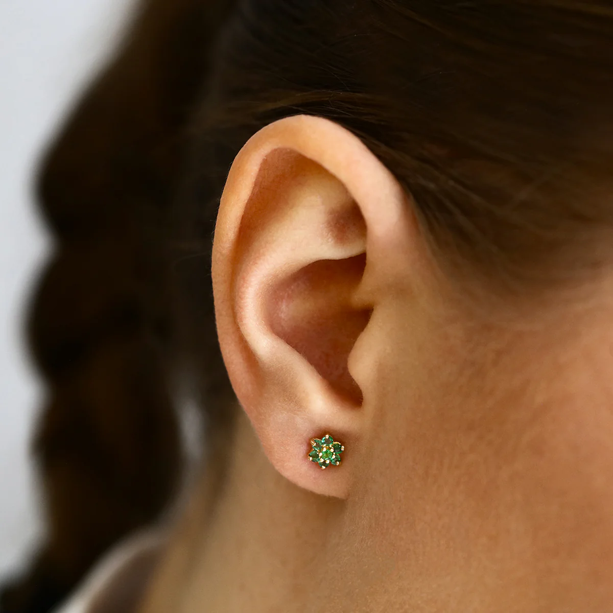 Birthstone Collection Emerald Flower Cluster Earrings | 9K Yellow Gold - Image 5