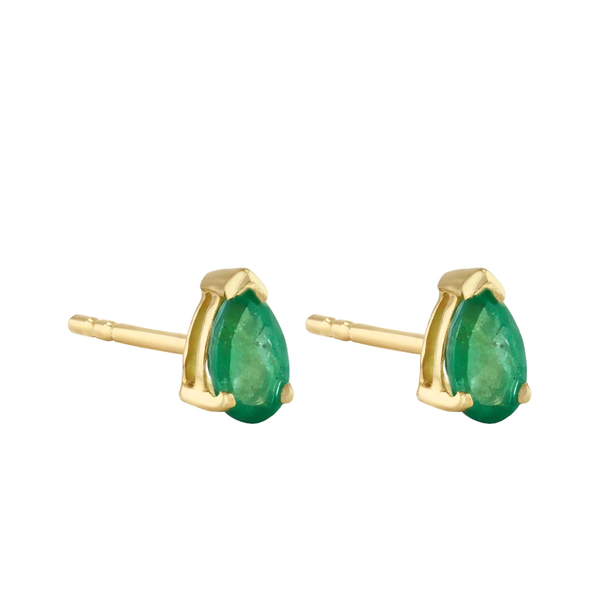 Birthstone Collection Pear Cut Emerald Stud Earrings | 9K Yellow Gold - Image 3