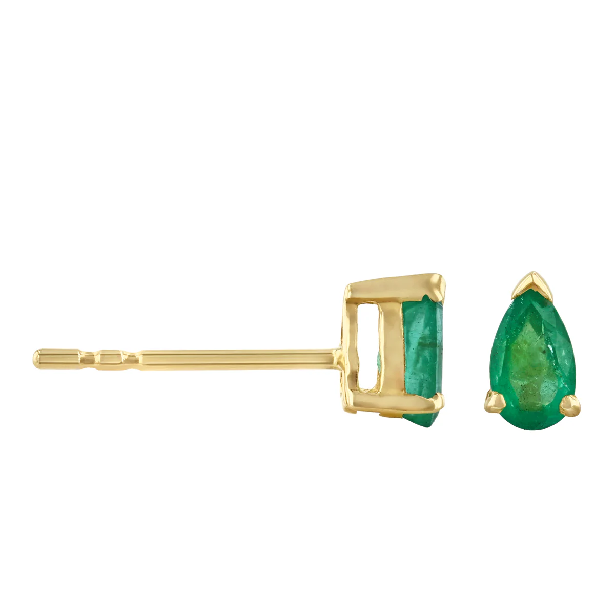 Birthstone Collection Pear Cut Emerald Stud Earrings | 9K Yellow Gold - Image 4