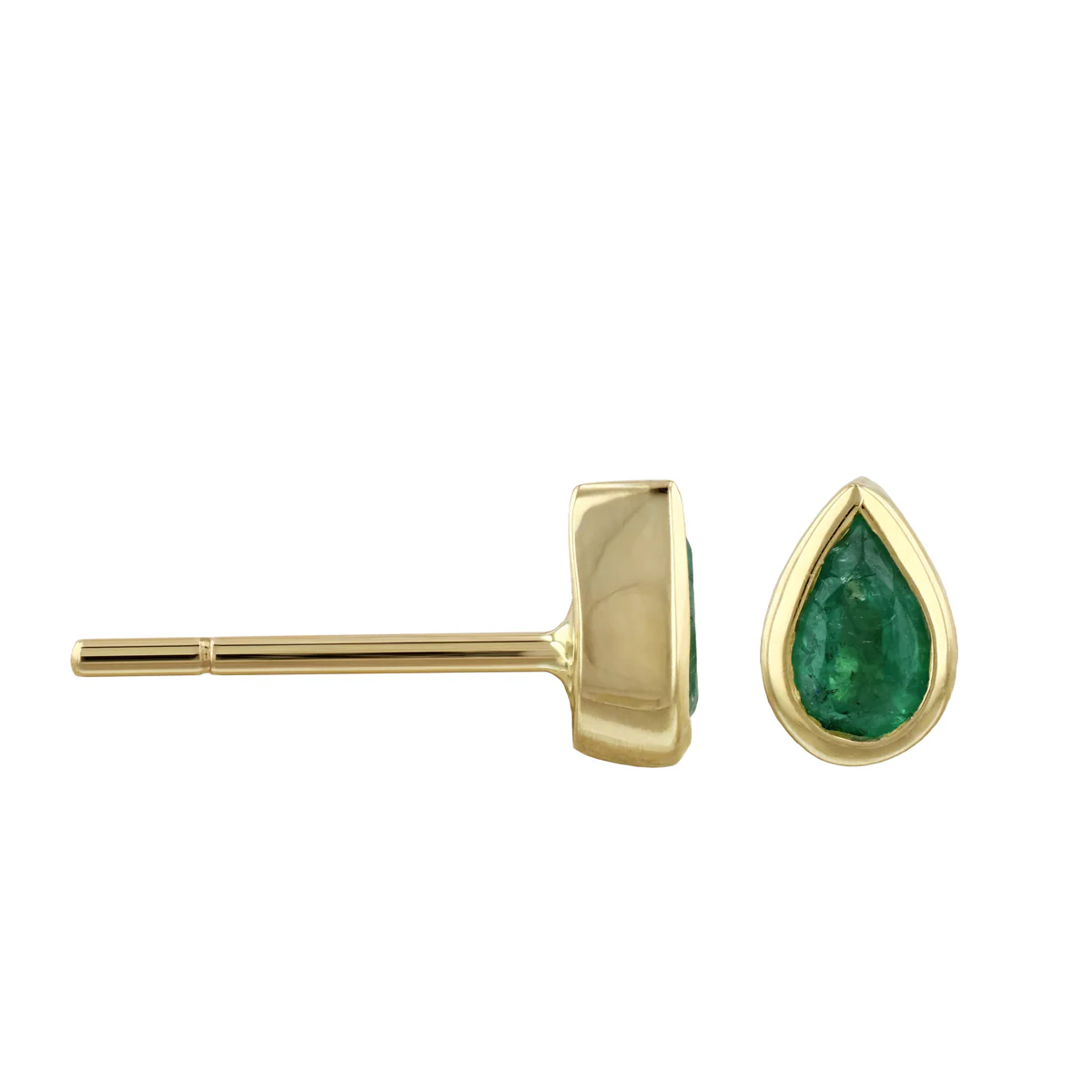 Birthstone Collection Pear Cut Emerald Stud Earrings | 9K Yellow Gold - Image 4