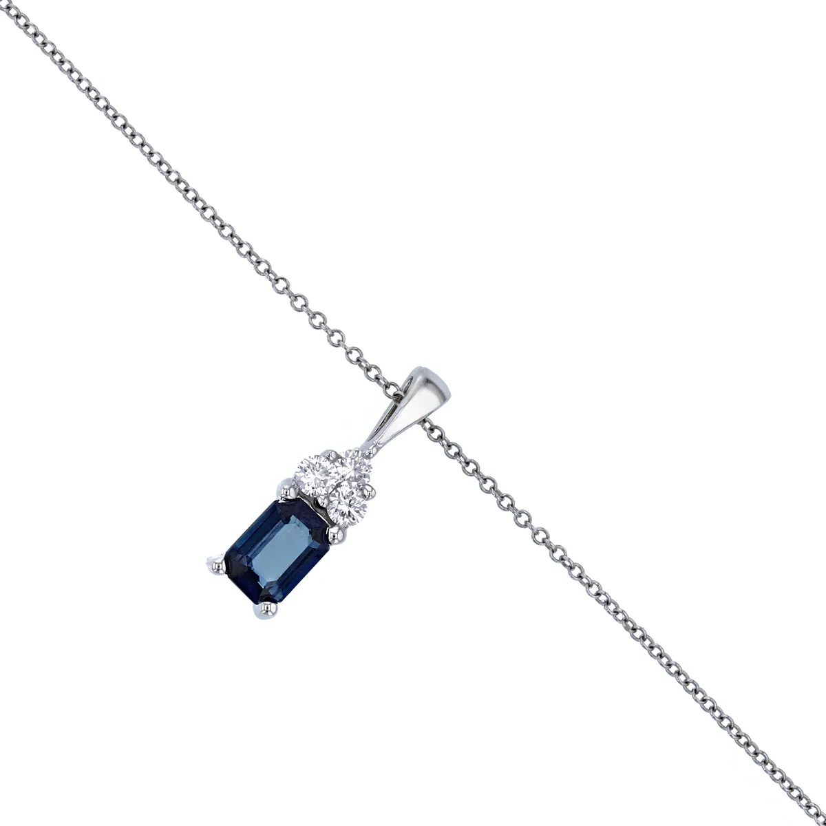 Bijou Collection Sapphire and Diamond Trefoil Pendant | 9K White Gold - Image 2
