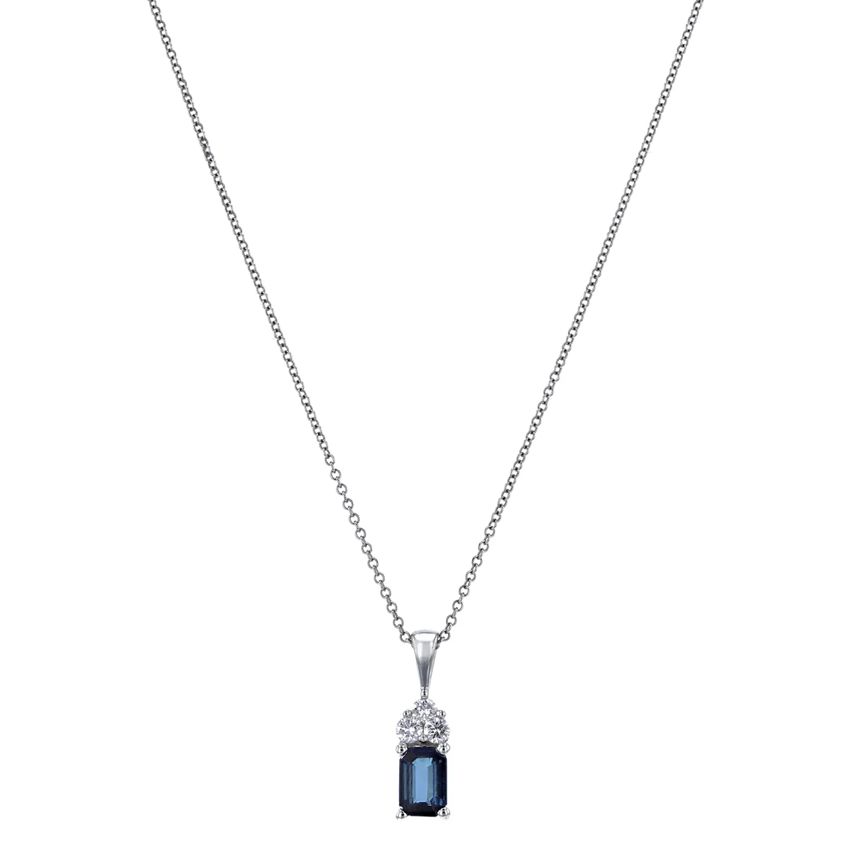 Bijou Collection Sapphire and Diamond Trefoil Pendant | 9K White Gold - Image 3